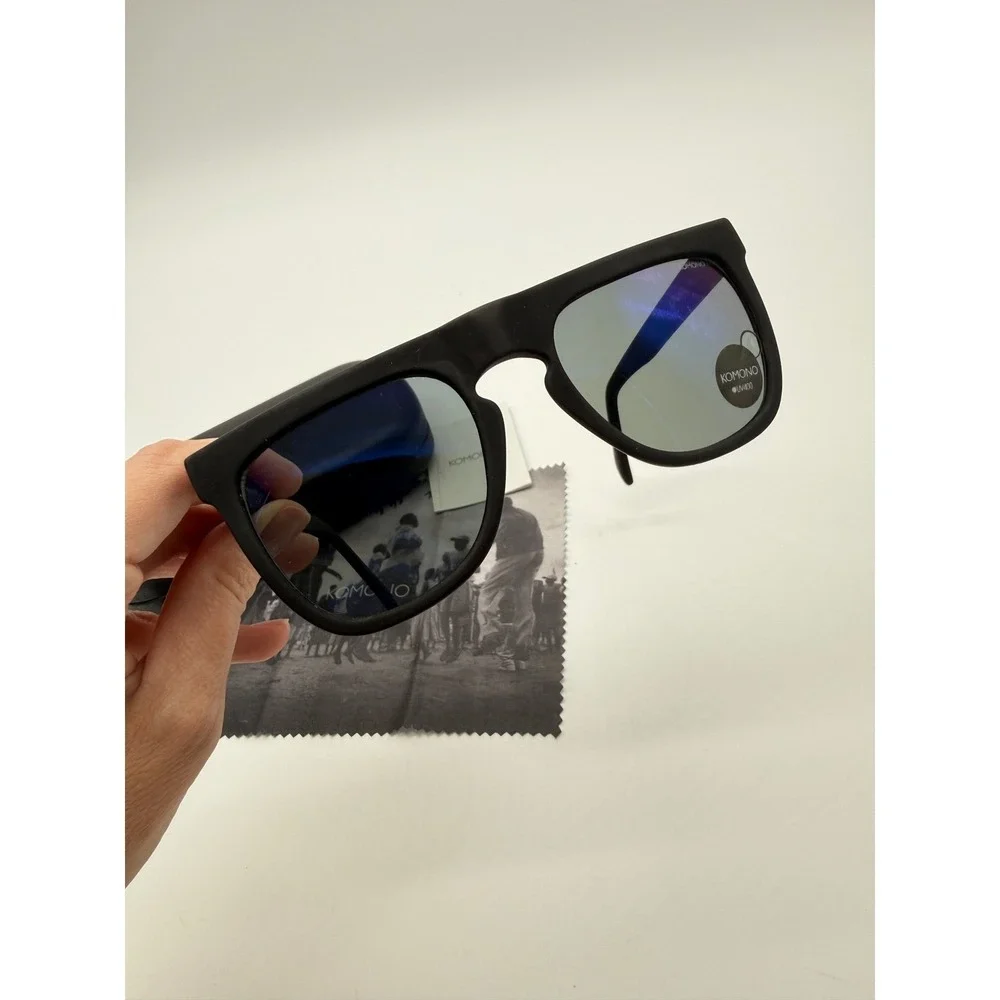Komono‎ The Bennet Sunglasses Unisex One Size Black New UV400 Blue Mirror Lens